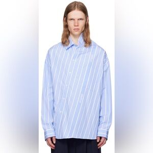 Mens Jacquemus ‘La Croisière’ The Cuadro Light Blue Striped Button Down Shirt